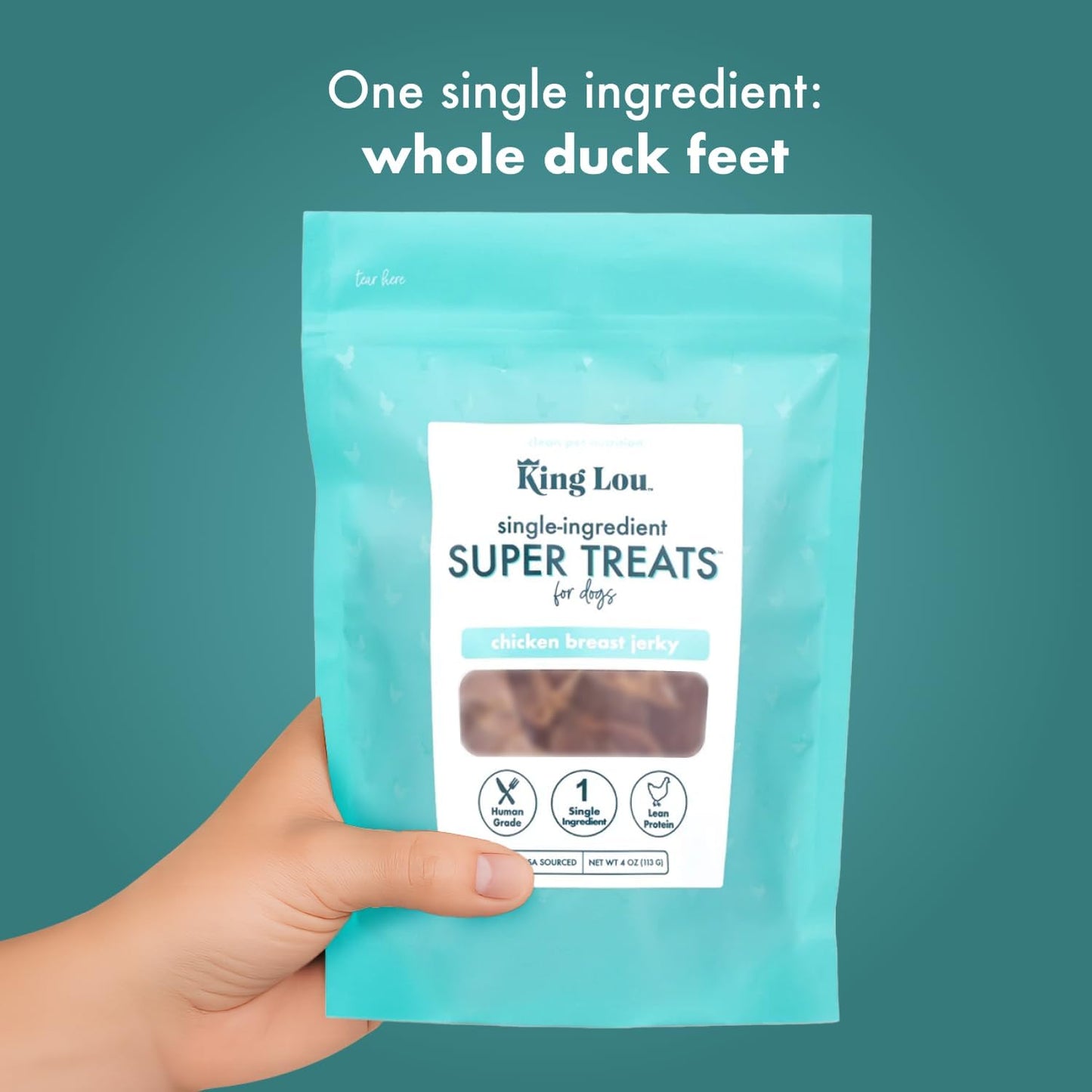 King Lou Pets - Chicken Breast Jerky for Dogs - USA-Made Dehydrated Chicken Dog Treats - 1 lb Fresh Breast Prior to Dehydration