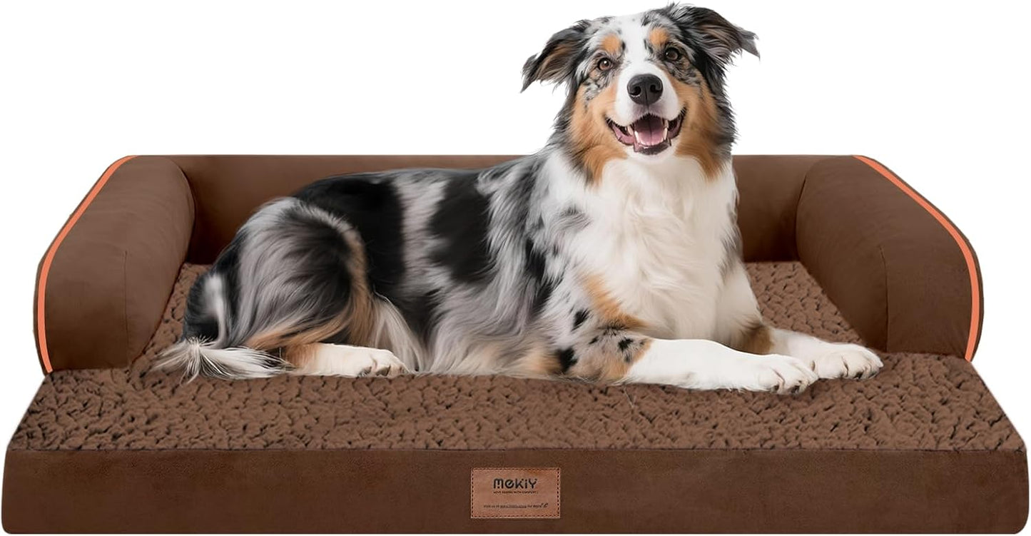 Extra Large Dog Bed-Orthopedic Waterproof XL Dog Bed for XLarge Extra Big Dogs - Foam Couch Sofa Washable with Removable Cover-Coffee