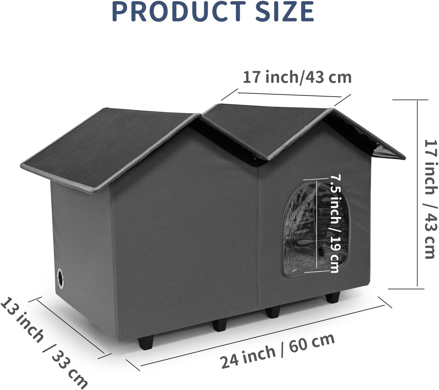 NAMOTEK Heated Cat Houses for Indoor/Outdoor Cats with Elevated Heated Cat Bed Providing Safe Feral Cats, Easy to Assemble Large (23" x 13" x 18")