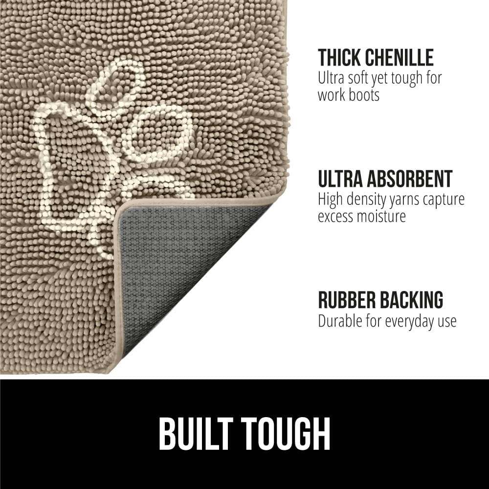 GORILLA GRIP Dog Doormat, Absorbent Doormats for Muddy Dogs Paws, 35x24 Machine Washable Soakstopper Rugs, Cleaner Floors, US Designed Pet Bed Door Mat, Indoor Entrance Pets Rug, Paw Beige Ivory