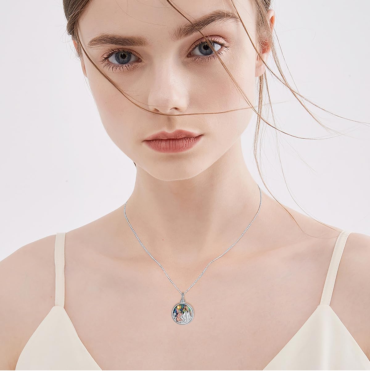 WINNICACA Urn Necklace for Ashes Sterling Silver Abalone Shell Cremation Jewelry for Ashes Jewelry Gifts for Nature Lovers Keepsake Memorial Jewelry for Women