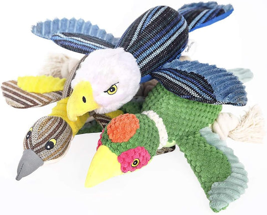 Dog Toys Set, Large Dogs Toy, Stuffed Animal Dog Chew Toy, Soft Plush Dogs Toys Pack for Small. Middle, Large Breed(3-Pack, Birds)