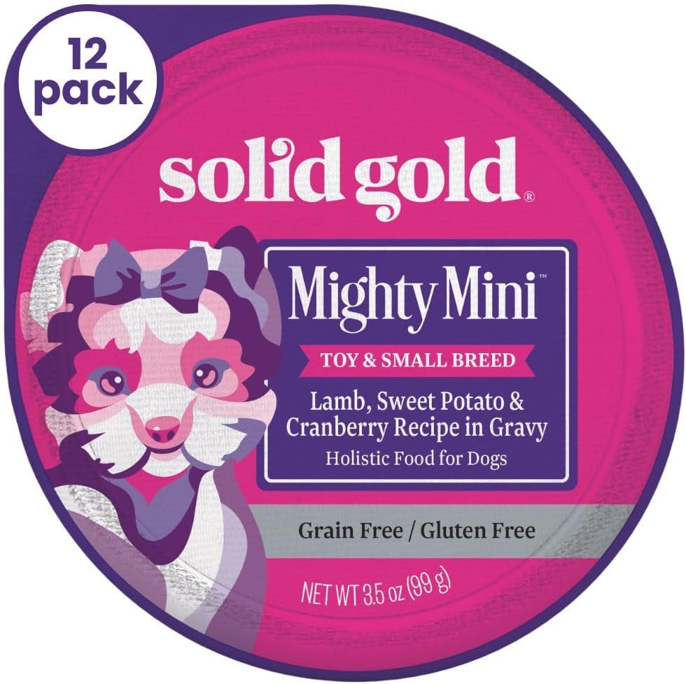 Solid Gold Wet Dog Food for Small Dogs - Grain Free Small Dog Food Wet Recipe w/Real Lamb, Superfoods & Vitamins for Gut Health & Immune Support - for Puppies, Adult & Senior Breeds - 12ct 3.5oz Cups