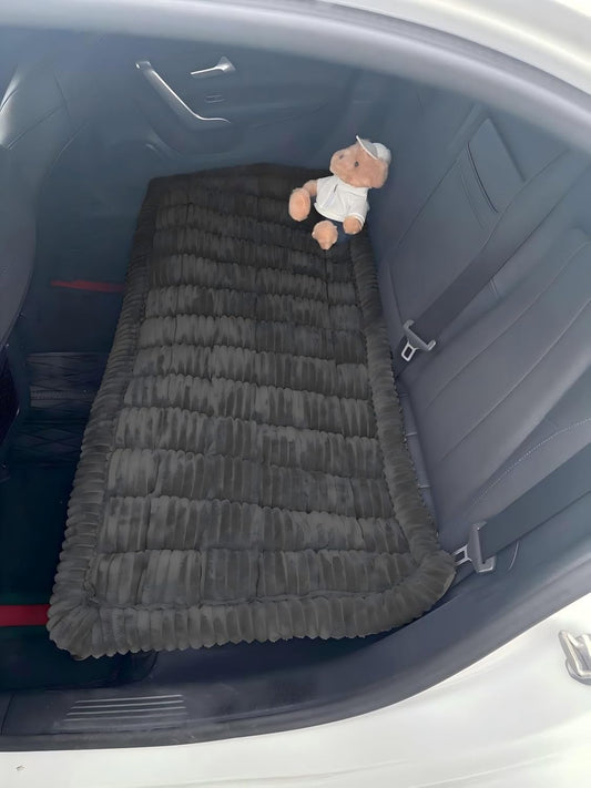 Backseat Pet Bed Mat, 23.62 inch x 51 inch. Anti Slip Pet Travel Dog Bed，Plaid Dog Bed for Car Back Seat, Custom Fit for Backseat Extenders and Seat Covers (Black, 1)