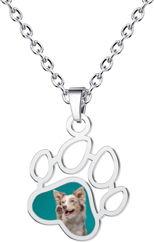 CharmSStory Personalized Photo Necklaces Custom Engraved Name Necklace Memory Keepsake Picture Necklace Pendant Customized Gifts for Women Men