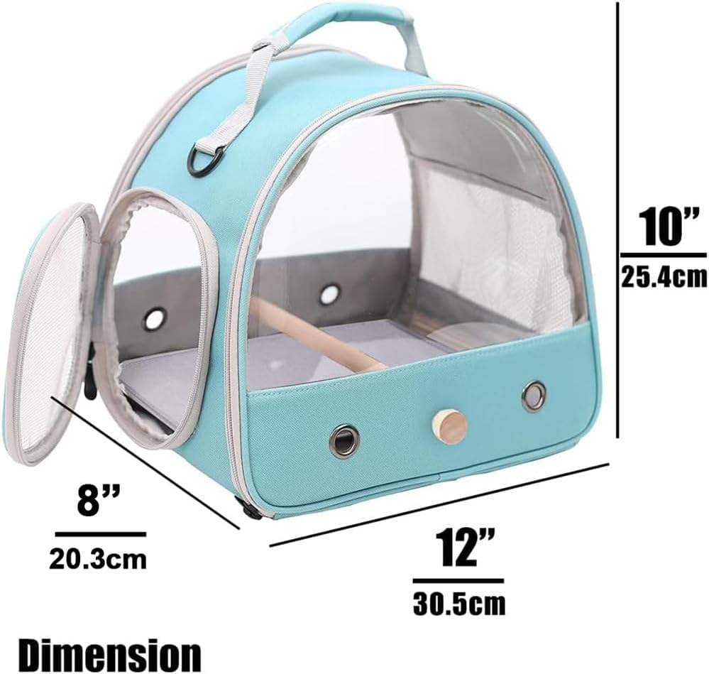 Small Bird Travel Cage Carrier, Portable Parrot Parakeet Carrier with Standing Perch and Comfy Mat, Budgies Carry Transport Bag for Vet Visit Shopping and Outdoor Adventure.