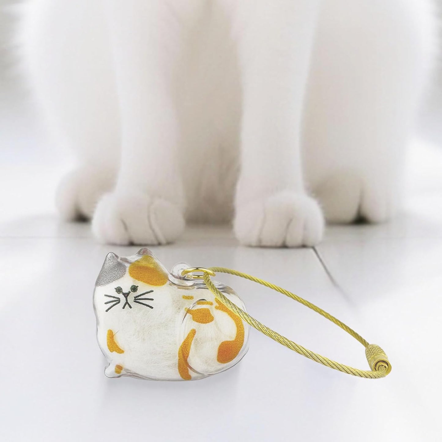 Cat Hair Keychain, 2Pcs Cat Hair Storage Bottle，Pet Fur Keepsake,Pet Hair Storage/Memorial Keychain,Cute Pet Memorial Gifts,[C Model]