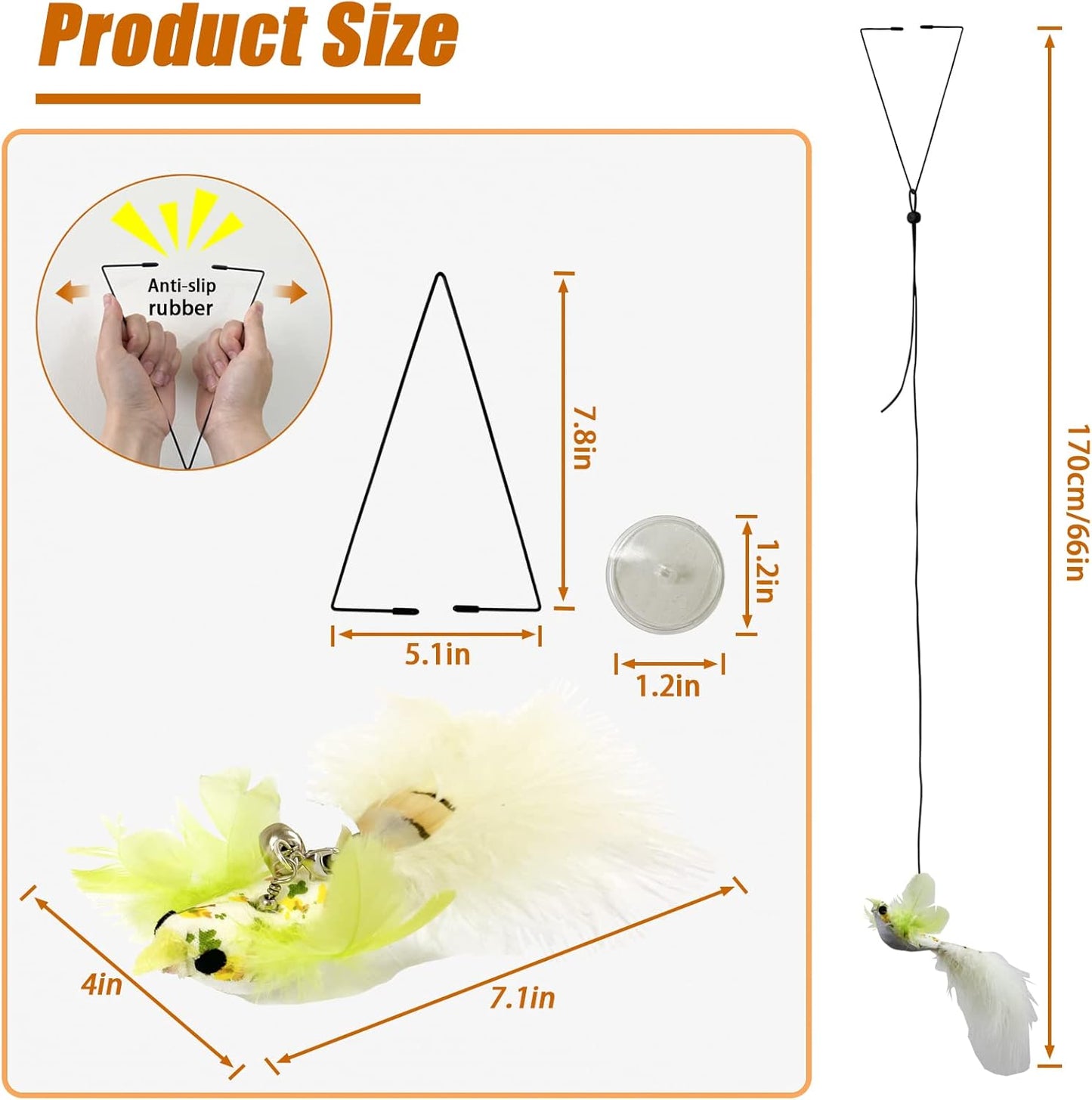 Cat Toys Indoor Hanging Door Retractable Flying Da Bird Cat Toy for Kitten Fun Exercise Interactive String Feather Cat Toys for Hunting Chase (Yellow Silk Finch)