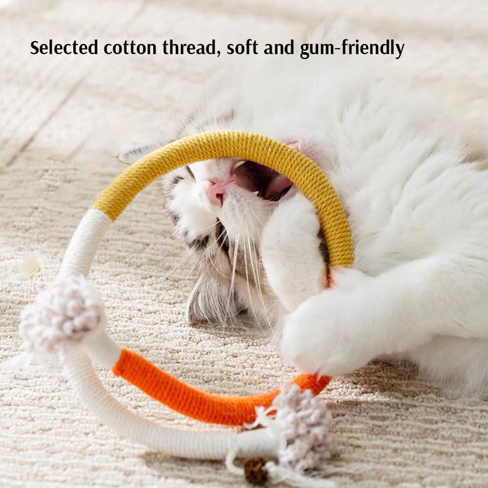 Cat Chew Rope Toys,Teething Toys for Indoor cat – 3-Pack cat String Toy Soft Cotton Play Ropes with Gall Fruits for Kittens and Cats, 25.6 Inches
