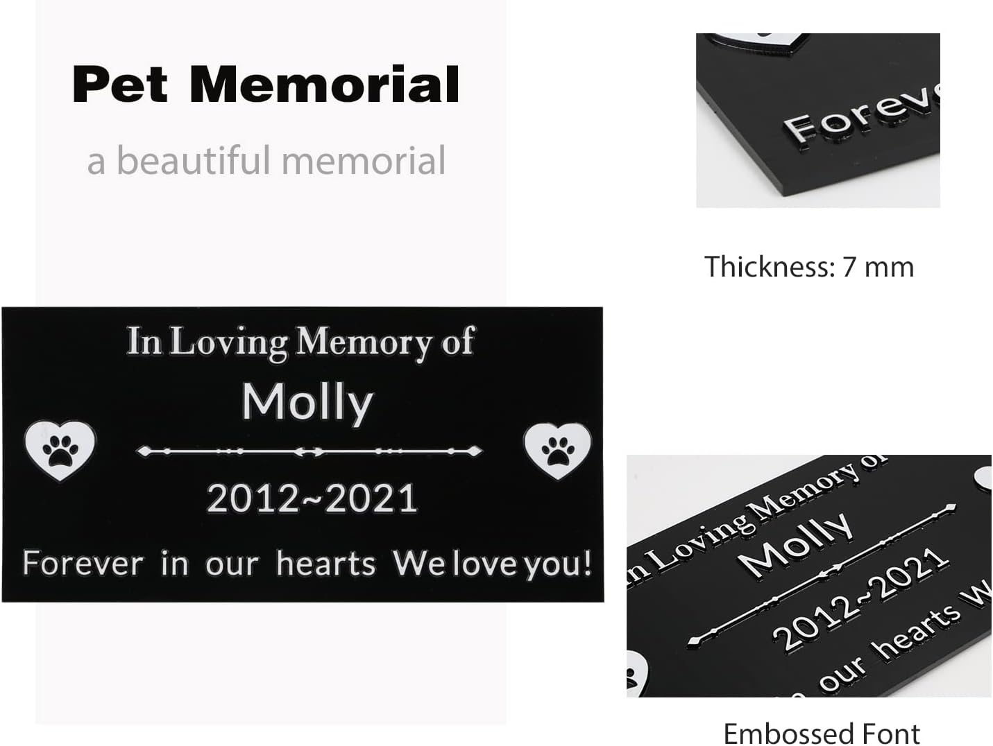 Pet Memorial Stone Cat Dog Pet Memorial Personalized Pet Grave Markers Customized Pet Grave Markers with Pet Name are a Sympathy Gift for The Loss of a Pet (Acrylic)