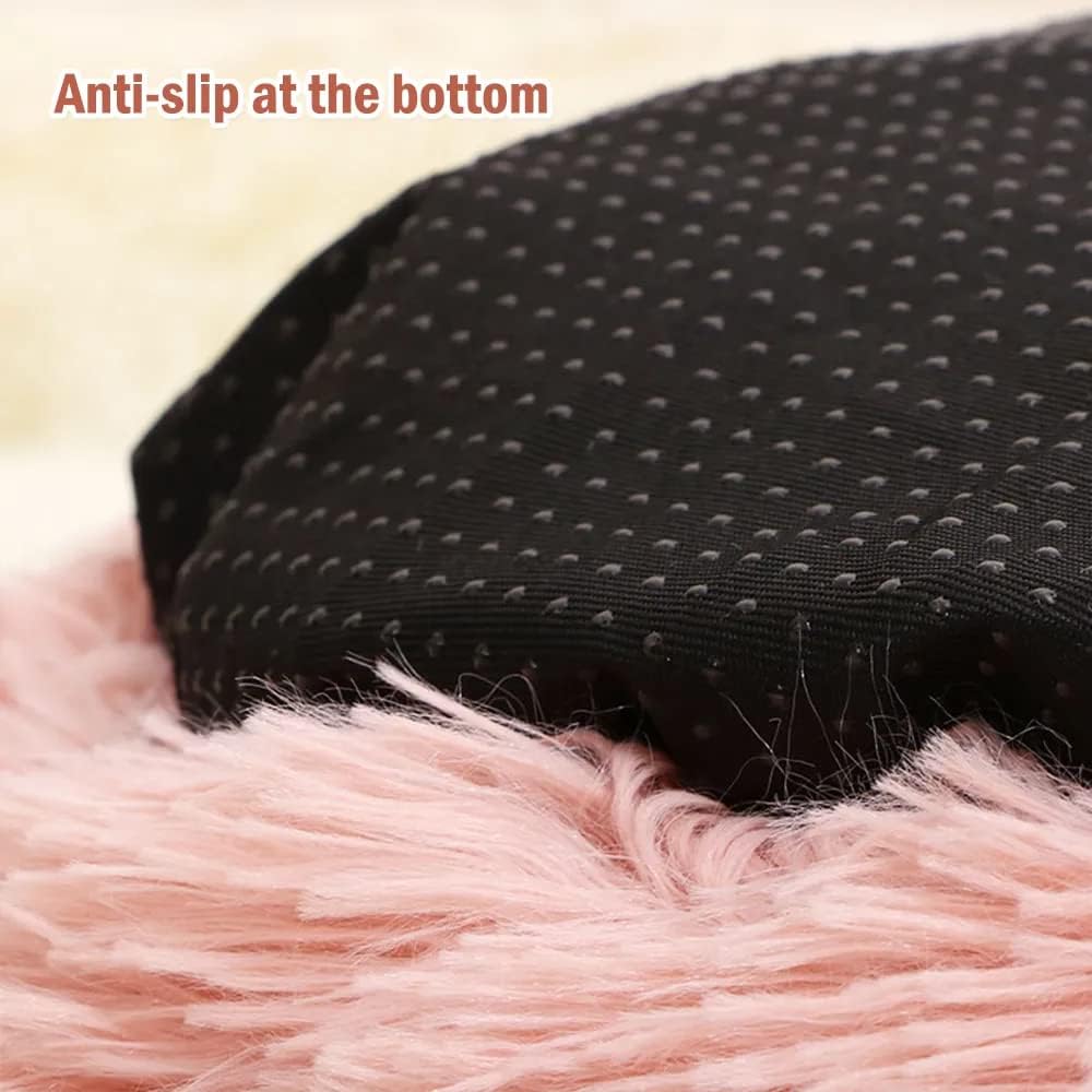 Large Cat Beds for Indoor Cats - Dog Beds for Small Medium Dogs, Anti Anxiety Round Fluffy Plush Faux Fur Pet Bed, Thick Bottom (Pink, Large 24" L x 24" W)