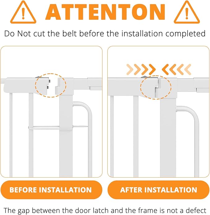 Extra Wide Baby Gate with Door 29.72-33.66 Inch Pressure Mounted, Auto Close Child Baby Gates for Doorways No Drill, Walk Through Dog Gate Indoor for The House, White