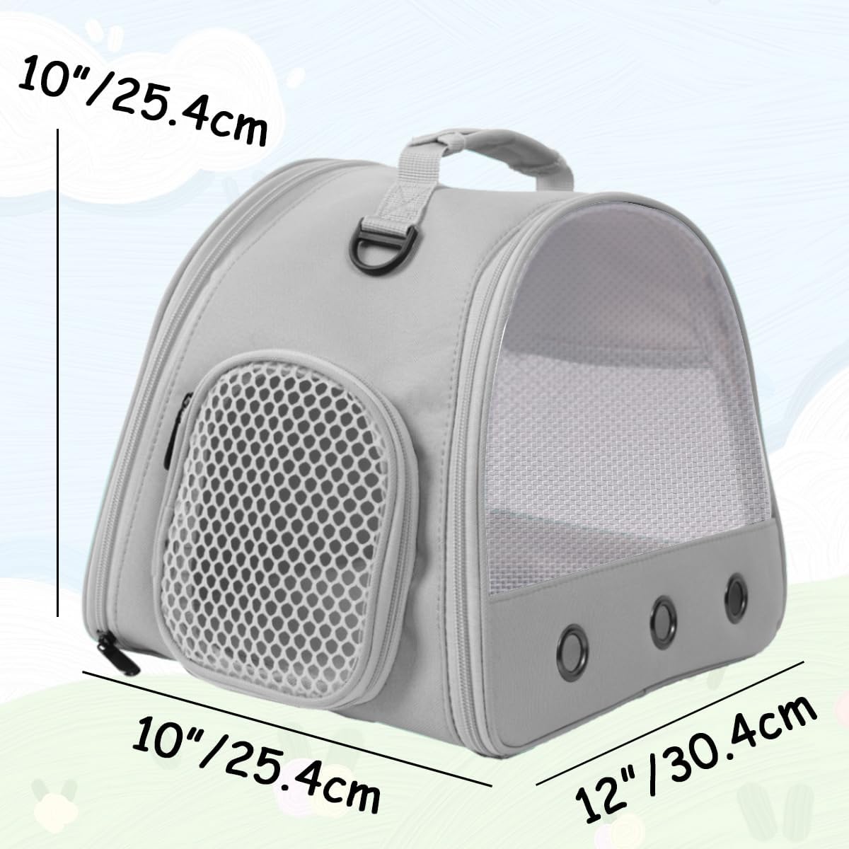Guinea Pig Carrier Backpack, Clear Bubble Window Backpack for Guinea Pig, Bunny Rat Bird (Grey, Upgraded Mesh)