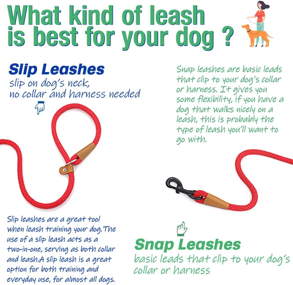lynxking Dog Leash Slip Lead 5 6 8 FT Dog Training Leash Strong Heavy Duty Braided No Pull Training Lead Leashes for Small Medium Large Dogs