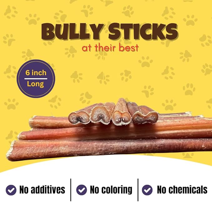 Woofley's 6 Inch Bully Sticks for Small Dogs - 100 Count - Safe, Easily Digestible Dog Chews