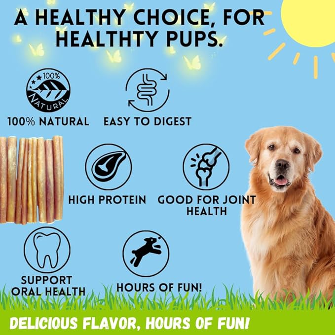 BULLYSTICKS & MORE 6 Inch Beef Collagen Sticks for Dogs (16 Count) - Bones for Dogs - No Hide Sticks Beef Cheek Rolls