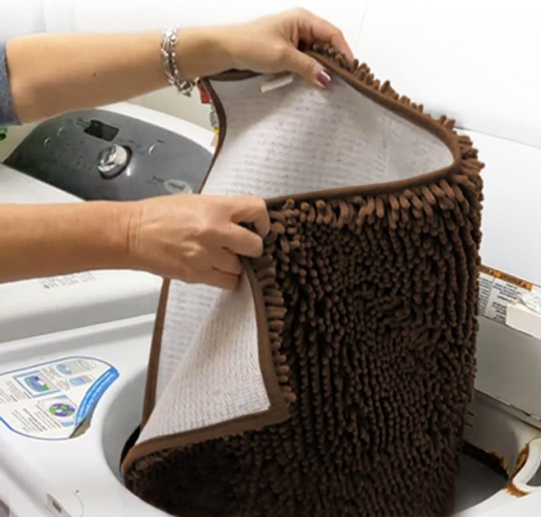 Muddy Mat® Shown on TV – Super Absorbent Door Mat Indoor, Microfiber Quick Dry Chenille Entryway Rug, Non-Slip Front Door Mat, Indoor Mats for Entryway, Machine Washable Pet Rug, Brown 36"x72"