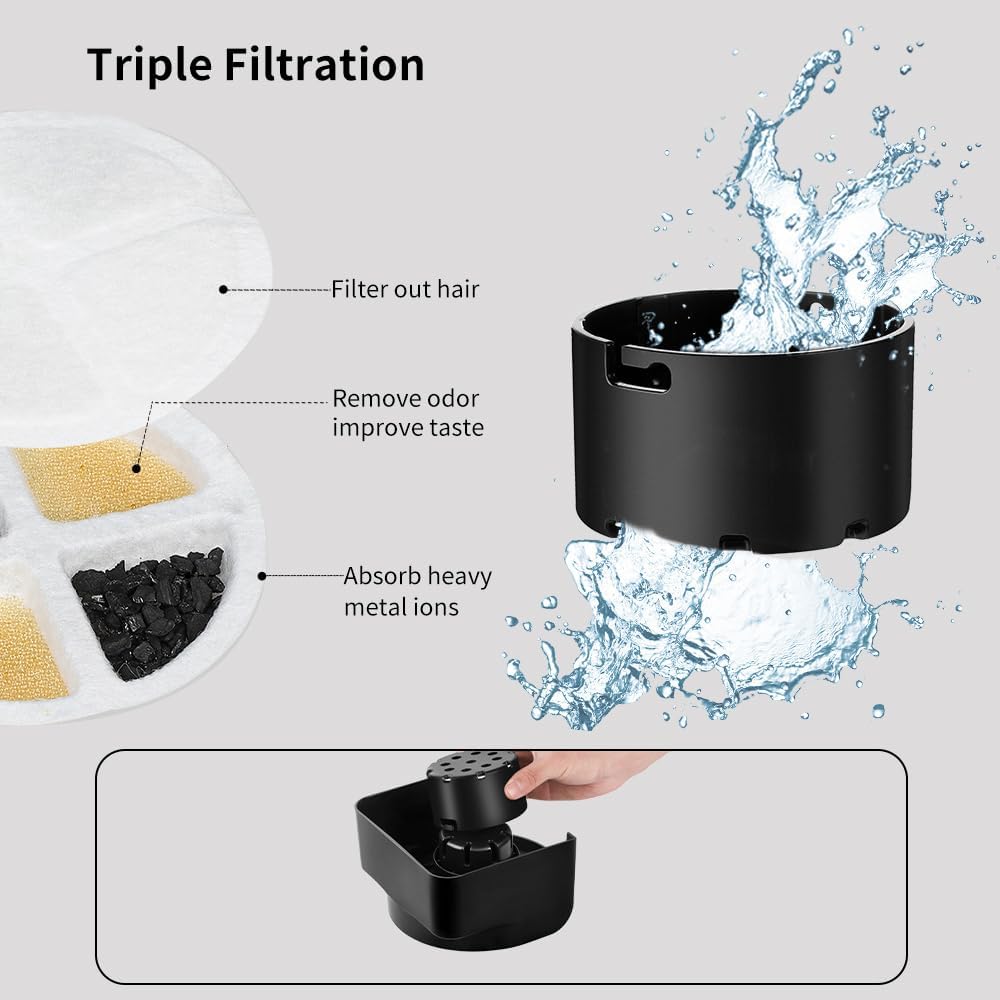 Marchul 1.9 Gallon Dog Water Dispenser, Automatic Dog Water Dispenser with Placemat and Stainless Steel Bowl, Large Gravity Pet Bowl for Dogs Medium to Large (3 Filters) 7.2L