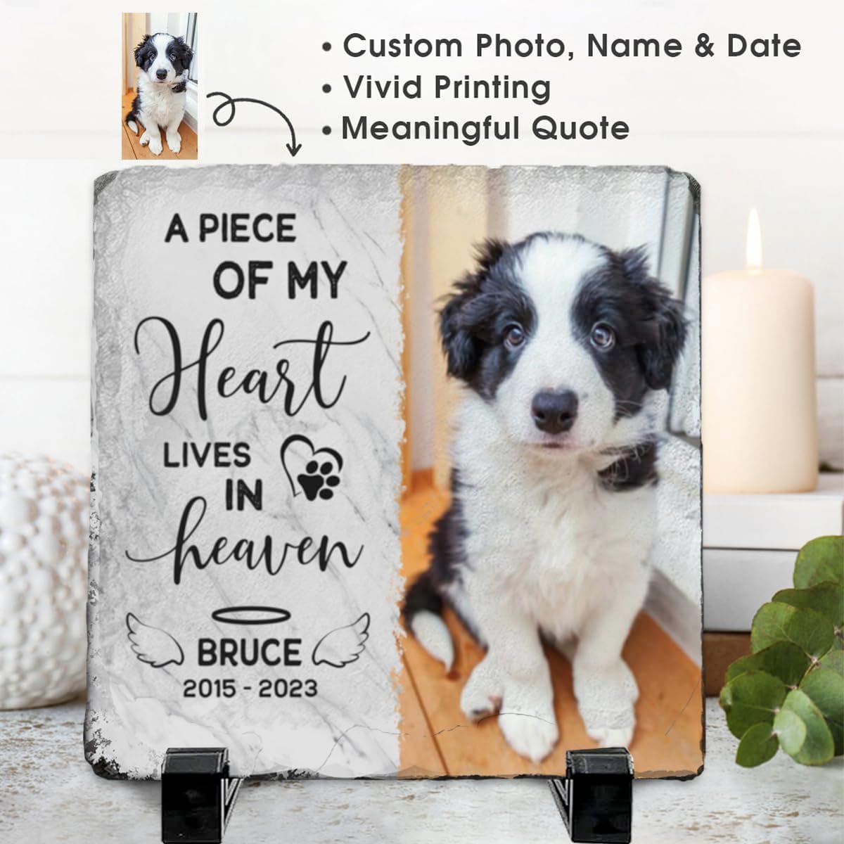 Dog Passing Away Gifts - Pet Memorial Stone - Personalized Square Shaped Pet Memorial Stones for Dogs - Dog Memorial Gifts for Loss of Dog - Cat Memorial Stone
