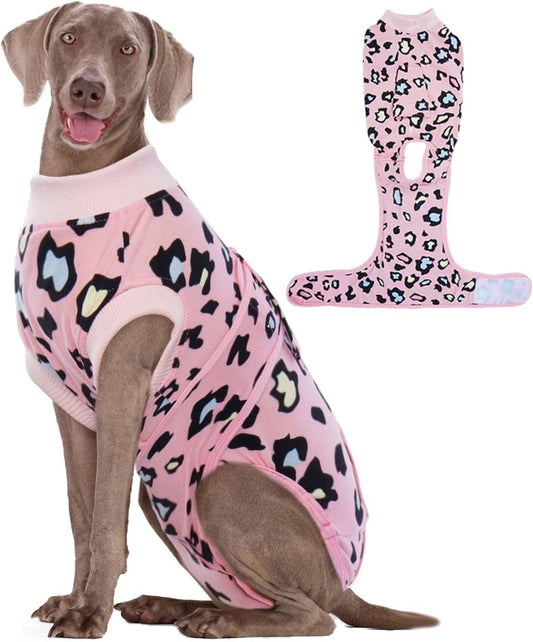 Kuoser Dog Recovery Suit for Dogs After Surgery,Professional Surgical Onesie for Female Male Dogs Spay Neuter,Soft Dog Surgery Suit Bodysuit for Abdominal Wounds Skin Disease,Pink Leopard 2XL