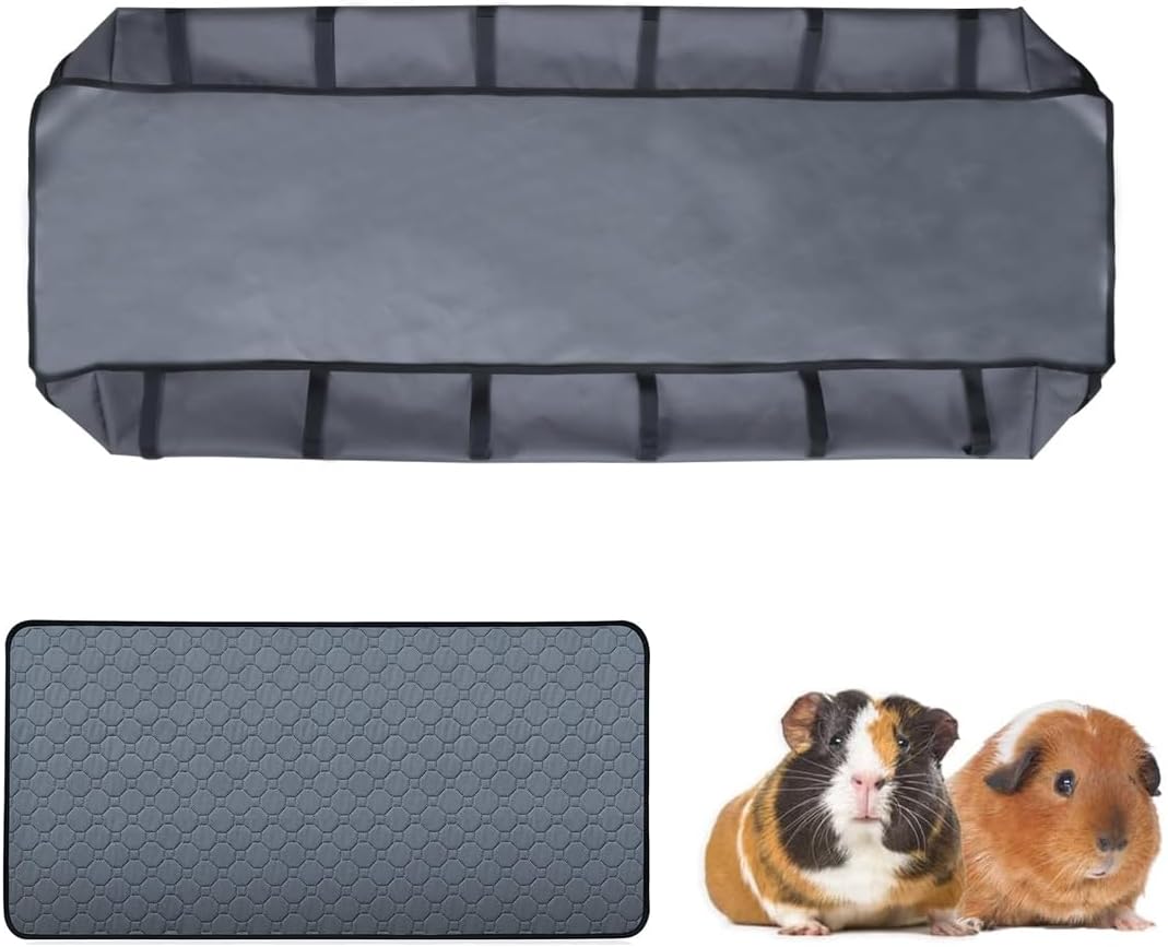 Guinea Pig Cage Liner Tarp Bottom Waterproof and Washable Base Also for Rabbits Canvas Bottom, Bunny, Chinchesillas, Hedgehog, Ferrets and Other Small Animals(24x48 inches)