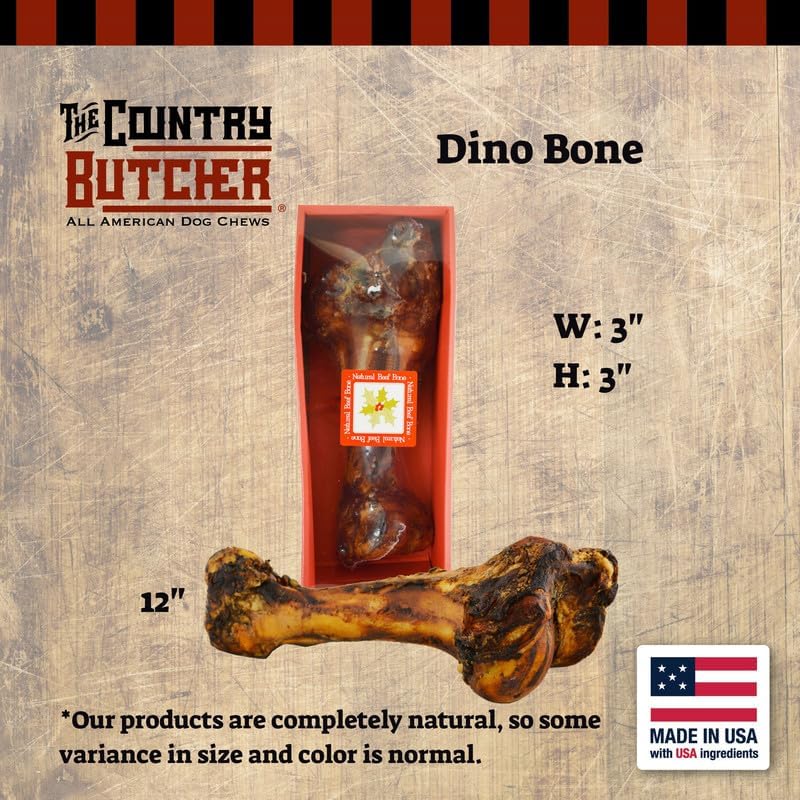 Giant Dog Bone, for Dogs - Stocking Stuffer, Birthday, Gotcha, Holiday Large and Medium Breeds, Natural, Tough, Made in The USA, 1 Count