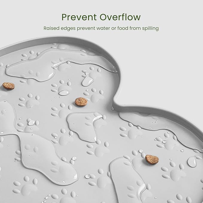 Dog Food Mat Anti-Slip Silicone Dog Bowl Mat Thicker Pet Placemat Waterproof Cat Feeder Pad with Raised Edge Puppy Kitten Feeding Mats Suitable Small Medium-Sized Dogs Cats Eating Tray