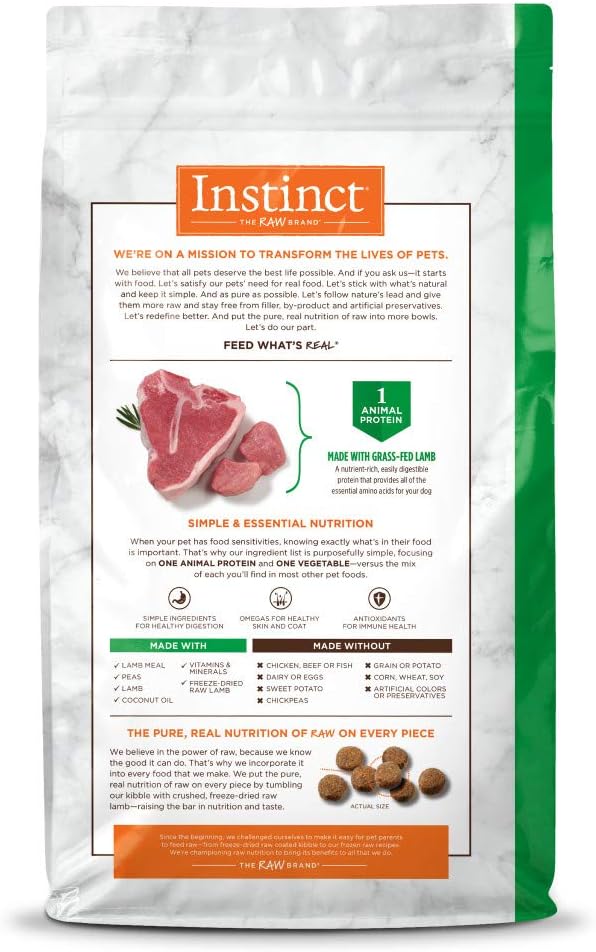 Instinct Limited Ingredient Diet, Natural Dry Dog Food, Grain Free Recipe - Real Lamb, 4 lb. Bag