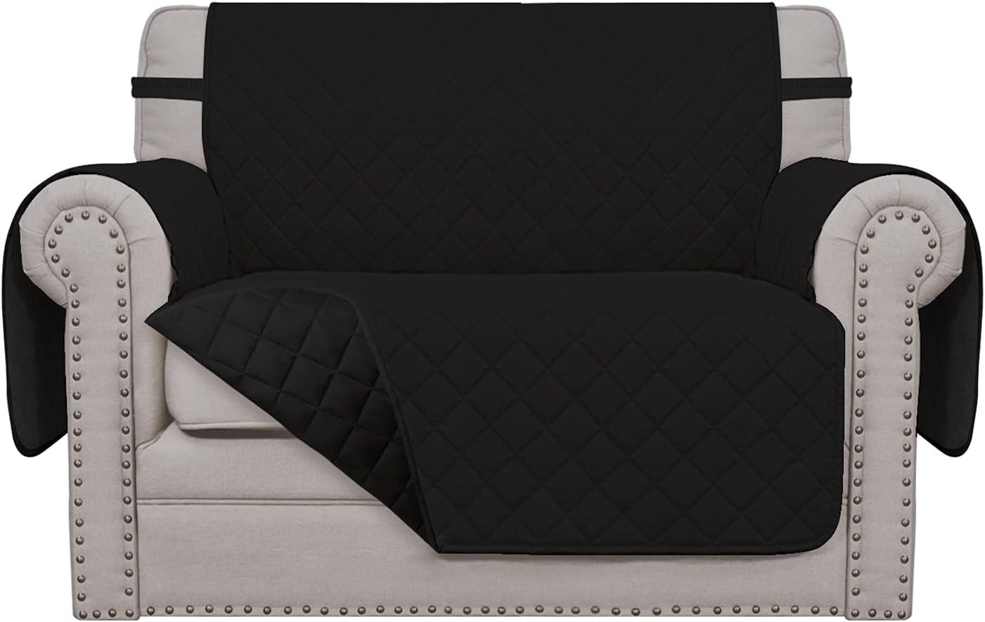 Easy-Going Oversized Chair Sofa Slipcover Reversible Sofa Cover Water Resistant Couch Cover Furniture Protector Cover with Elastic Straps for Pets Dog (Oversized Chair, Black/Black)