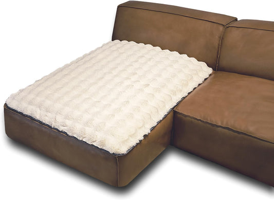 Dogs/Cats Bed Mats, Dog Pad Washable Removable Couch Cover with Anti-Slip Back, Plush Long Fur Mat, Perfect for Small, Medium and Large Dogs.(White-Bubble, 40"x50")