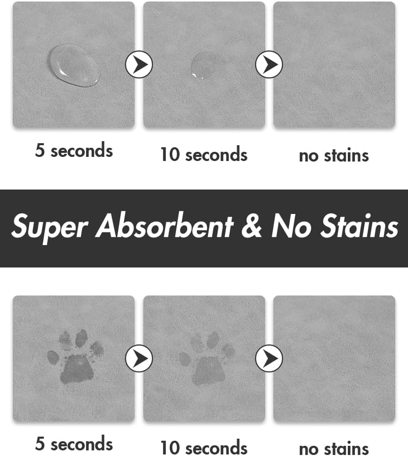 Absorbent Dog Food Mat-Dog Cat Mat for Food and Water Bowl, Quick Dry Pet Food Mat, No Stains Pet Feeding Pad, Cat Accessories Pet Supplies-Water Bowl Mat for Messy Drinkers