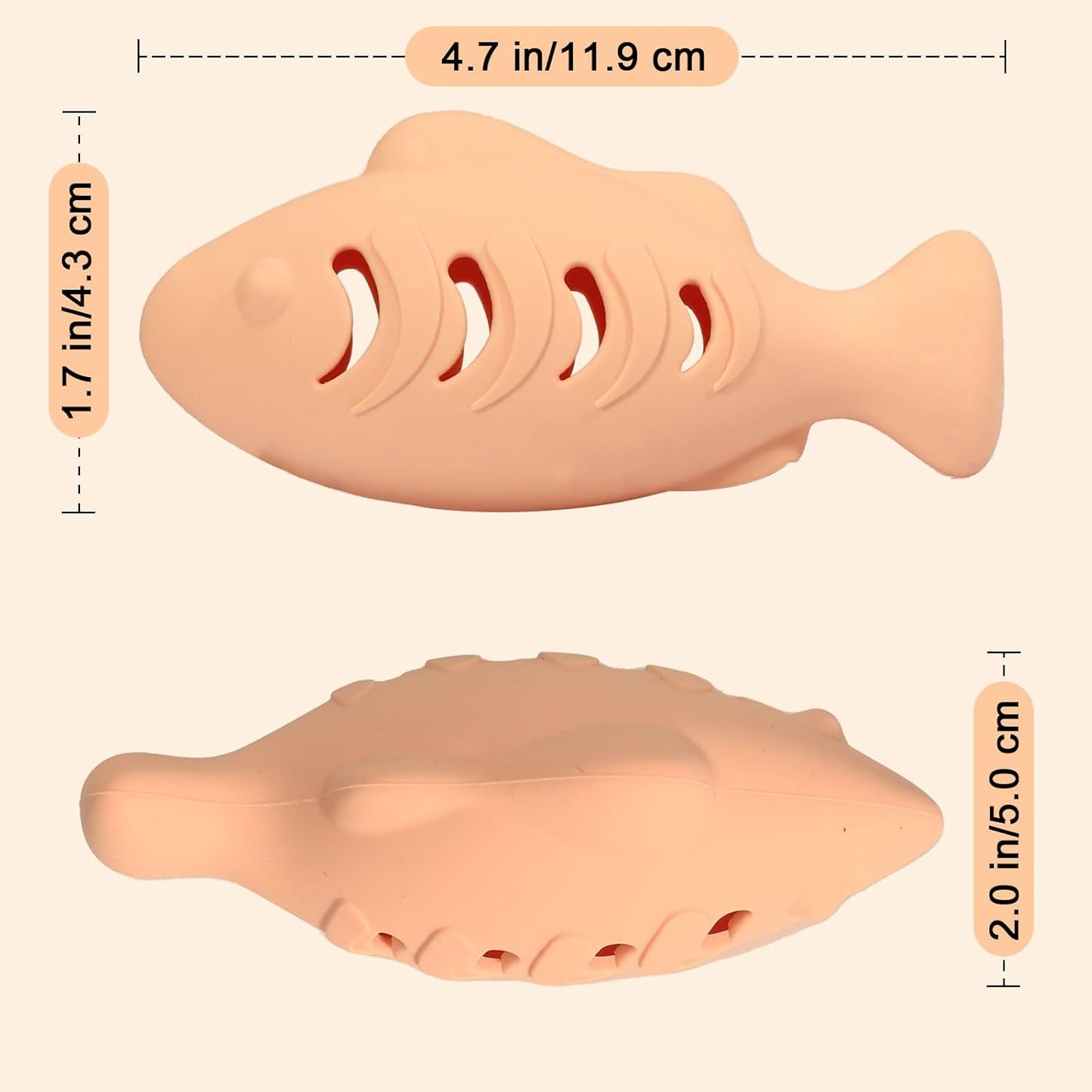 Cat Toys for Indoor Cats, Fish Shape Chew Catnip Toys for Teeth Clean, Food Grade Silicone Cat Enrichment Toy, Interactive Kitten Teething Toys with 1 Cat Nip Ball, Orange, 2 Pcs