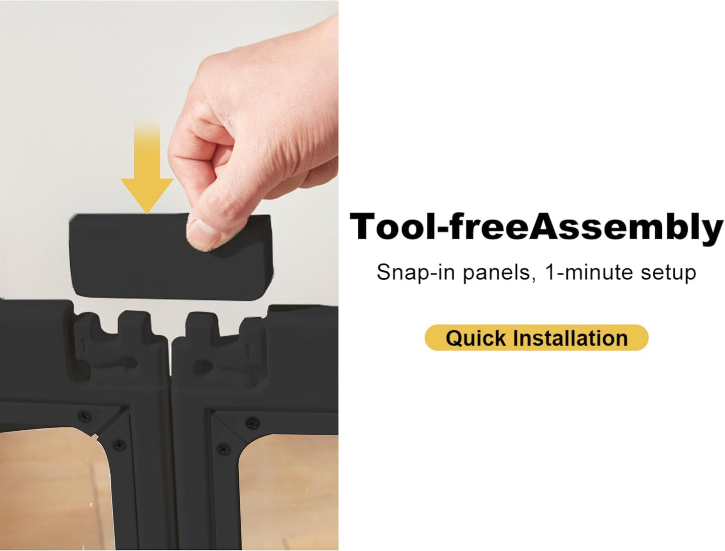 Clear Acrylic Dog Playpen Indoor, Puppy Cat Small Pet Play Pen, Pet Cat Foldable Playpen for Rabbits, Dog Fence Crate Kennel Whelping Cage (Black, 10 Panel)