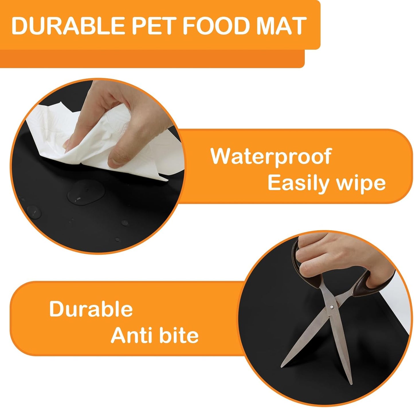 Dog Water Mat 39.4×29.5in - Silicone Dog Mat for Food and Water Extra Large - Pet Food Mat for Floors Waterproof - Pet Feeding Mat Prevent Water Food Spills - Black