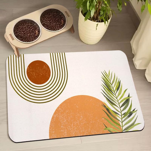Dog Food Mats for Floors Waterproof, Cat Water Bowl Mats Pet Feeding Absorbent Placemats Bohemia 16 * 24 inch