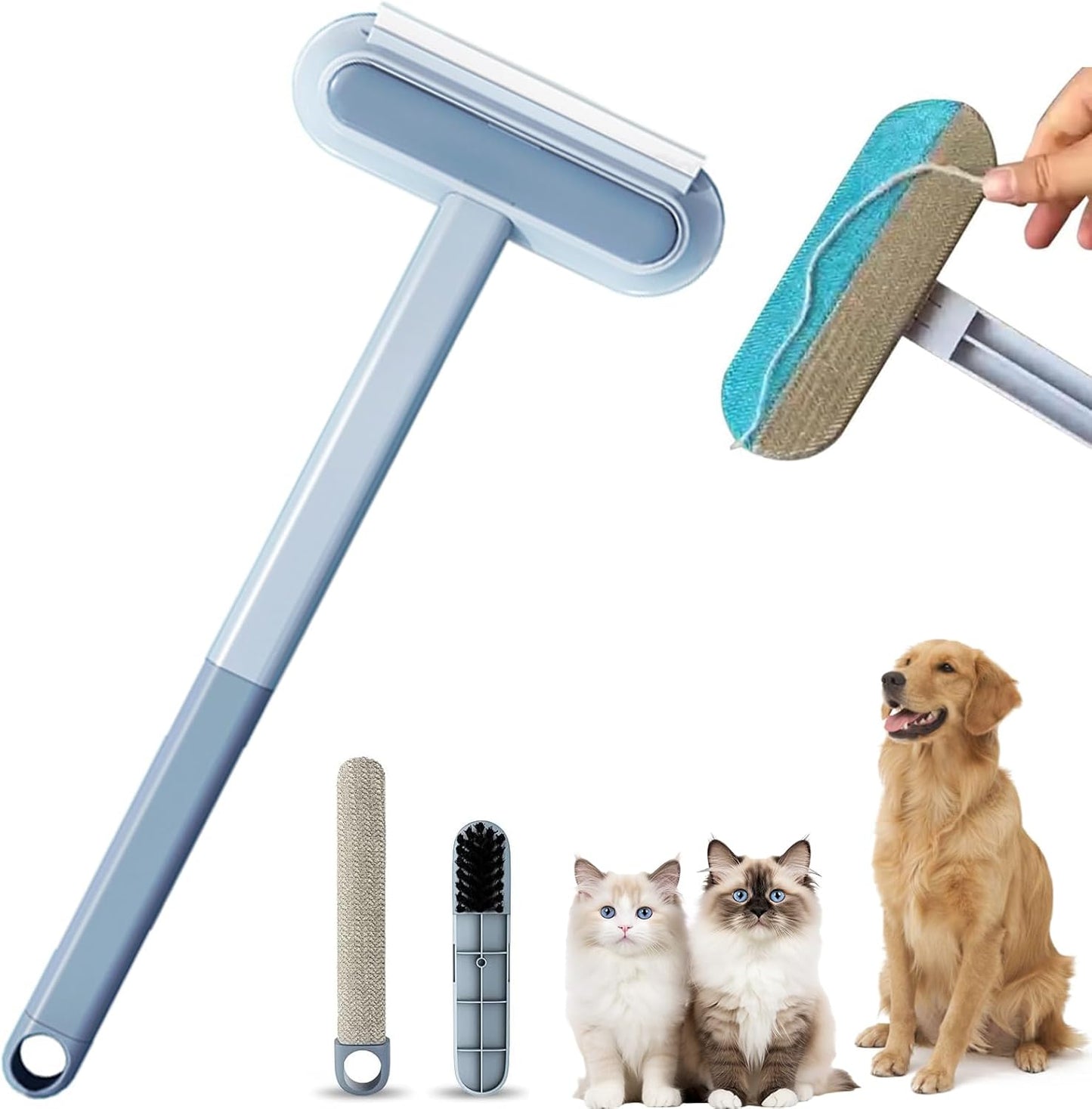 Cat Hair Remover 4-in-1 Multi-Functional Pet Hair Remover Brush,17.7Inch, Reusable Washable Lint Cleaner for Dog and Cat Hair, Gentle on Furniture, Sofas, Pet Beds, Bedding, Carpets, Clothing