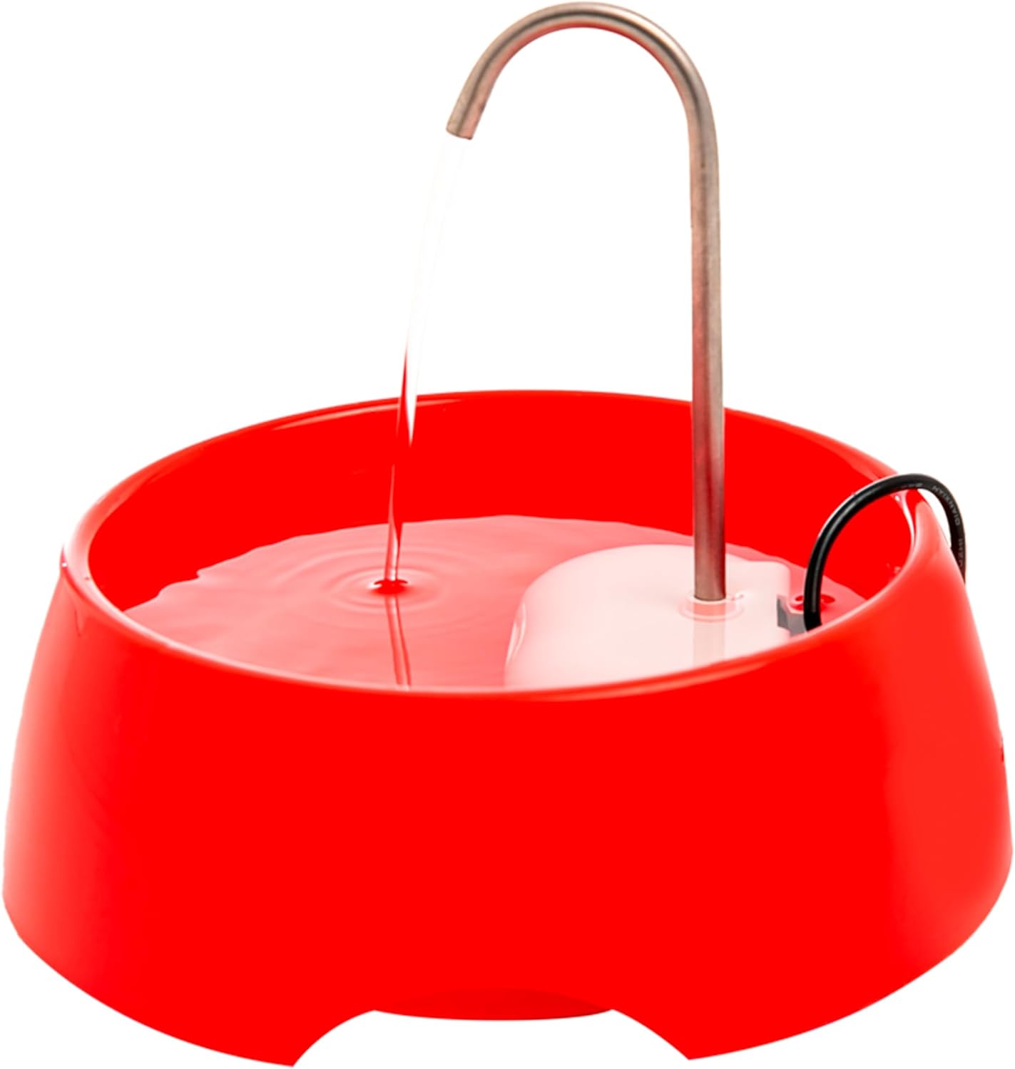 Aqua MINI Portable Pet Water Fountain - Automatic Drinking Bowl for Cats and Dogs - Stainless Steel Faucet - Replaceable Filters - Easy Cleaning - Ideal for Multiple Pets - 1.2L/42 fl oz - Red