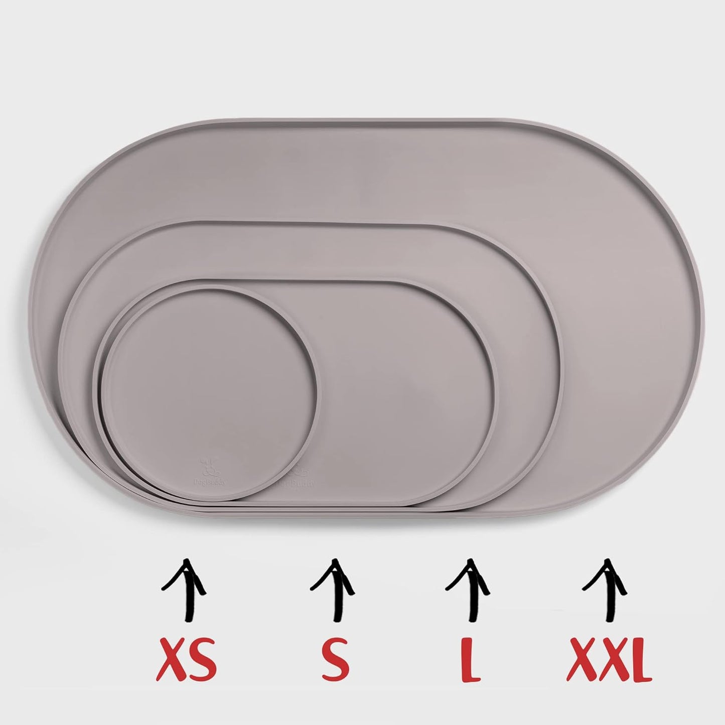 DogBuddy Dog Food Mat - Waterproof Dog Bowl Mat, Silicone Pet Mat for Food and Water Bowls, Nonslip Pet Feeding Mat with Edges, Dogs Food Mats for Floors, Puppy Supplies (XS, Dove)