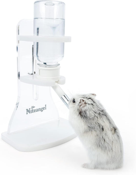 Niteangel Water Bottle with Stand for Syrian Dwarf Hamsters Gerbils Mice Rats Degus Small pet (Transparent)
