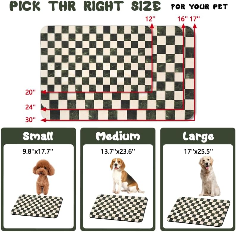 Dog Food Mats for Floors Waterproof, Pet Water Bowl Mats Pet Feeding Absorbent Placemats Plaid 16 * 24 inch