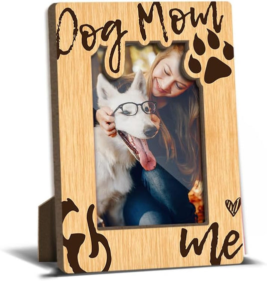 Dog Mom and Me Wooden Picture Frames Present for Dog Lover Pet Owner Women Girls Friends Puppy Memorial Keepsake Home Office Living Room Tabletop Decor Picture Picture Frames 4x6 Photo - YY018
