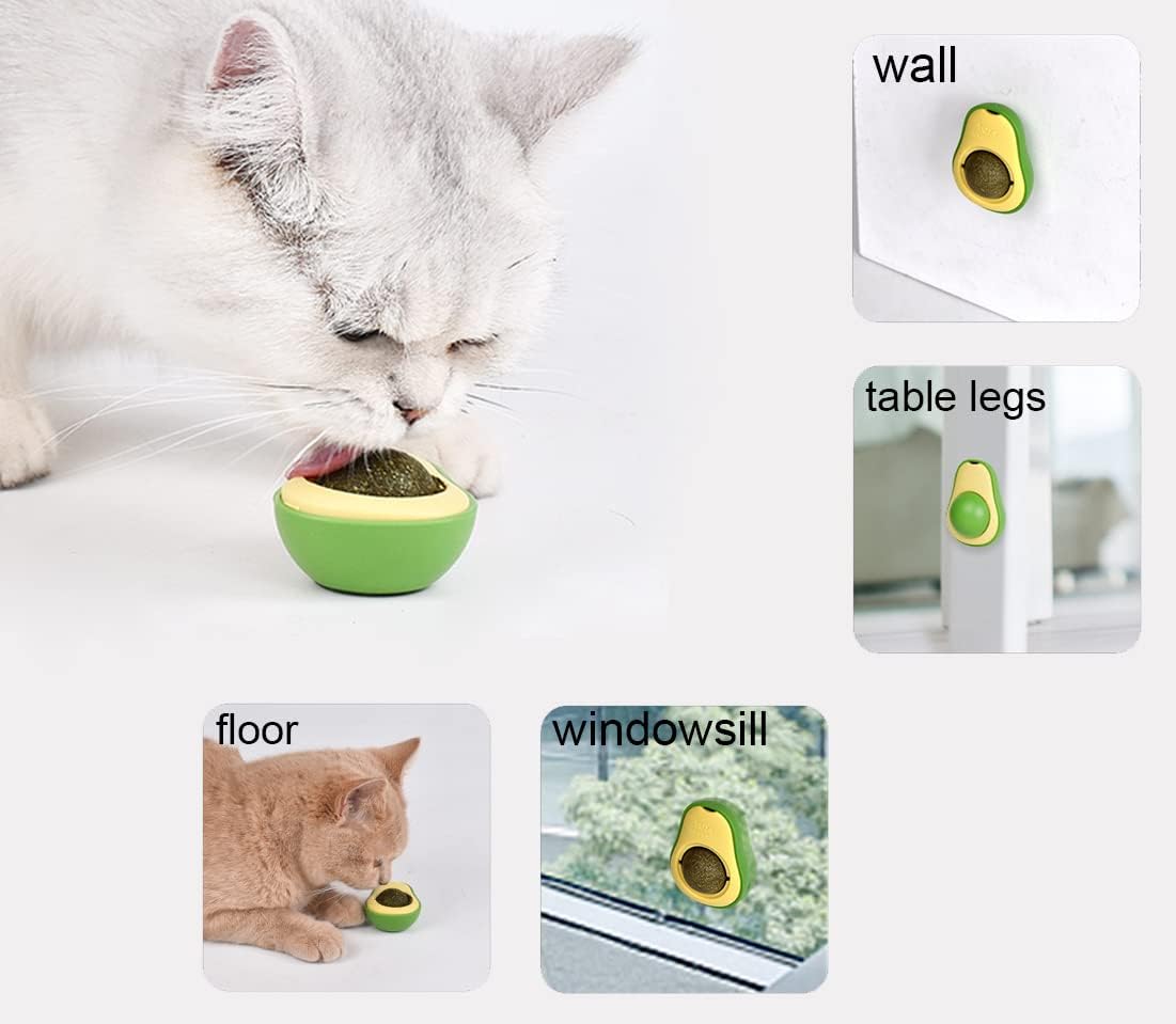 Catnip Ball Toy Wall Treats, 3 Pack Silvervine Toys for Indoor Cats, Teeth Grinding Chew Cleaning Roller Exerciser Interactive