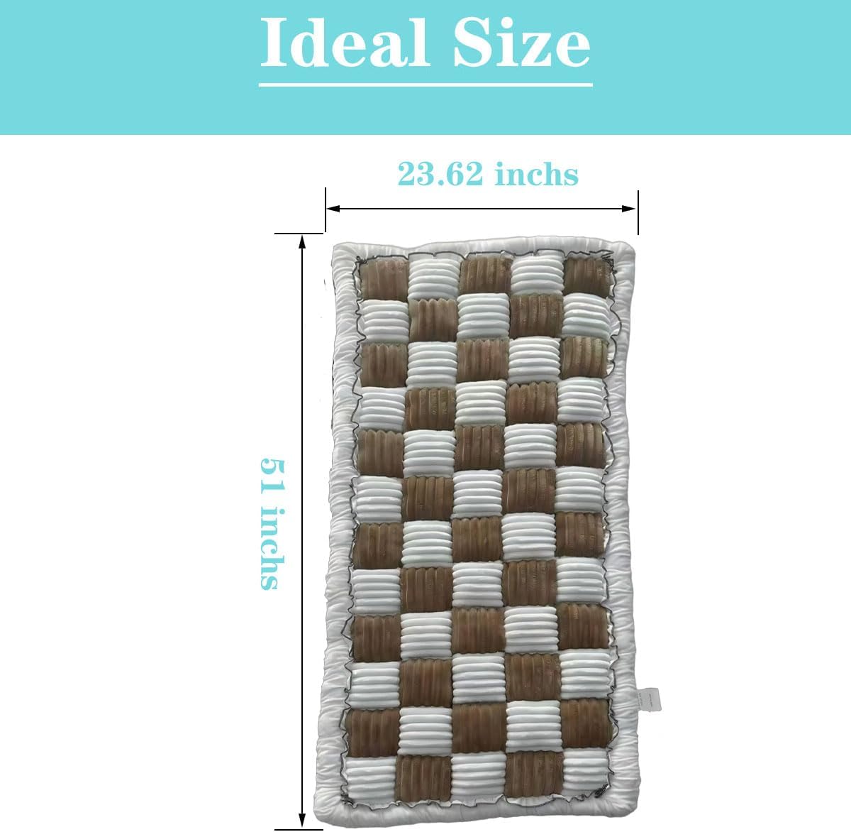 Backseat Pet Bed Mat,23.62 inch x 51 inch. Anti Slip Pet Travel Dog Bed，Plaid Dog Bed for Car Back Seat, Custom Fit for Backseat Extenders and Seat Covers (Brown&White, 1)