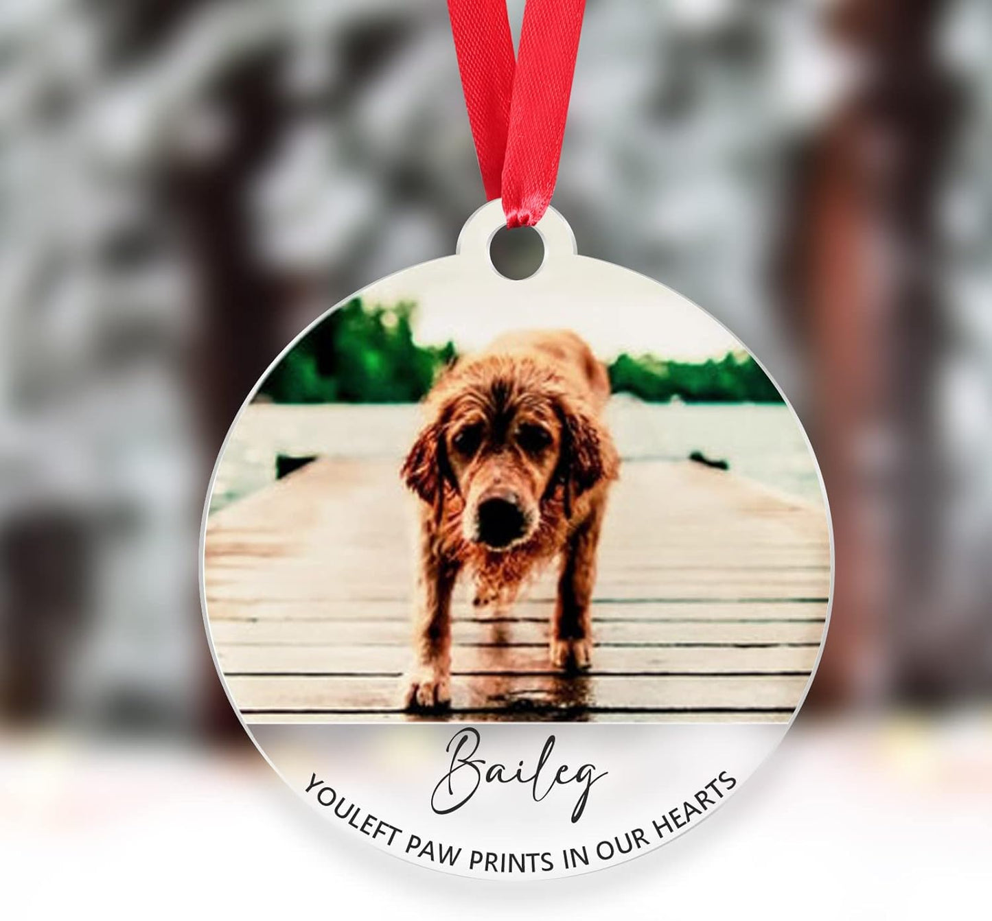 Christmas Dog Memorial Ornament Gift, Photo Ornaments, Dog Lovers Memorial Gift, Custom Pet Memorial Ornament, Personalised Tree Decorations
