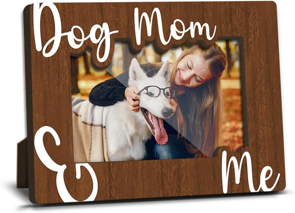 Dog Mom and Me Wooden Picture Frames Present for Dog Lover Pet Owner Women Girls Friends Puppy Memorial Keepsake Home Office Living Room Tabletop Decor Picture Picture Frames 4x6 Photo - YY016