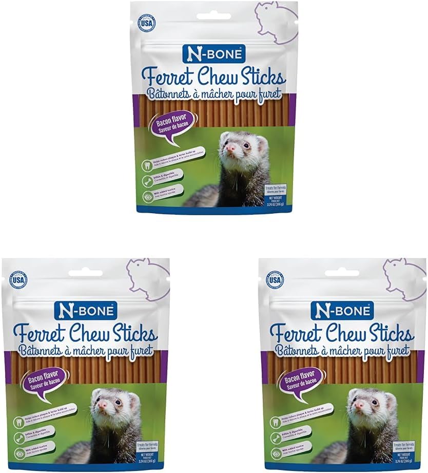 N-Bone Ferret Chew Sticks Bacon Flavor, 3.74-oz Bag (Pack of 3)