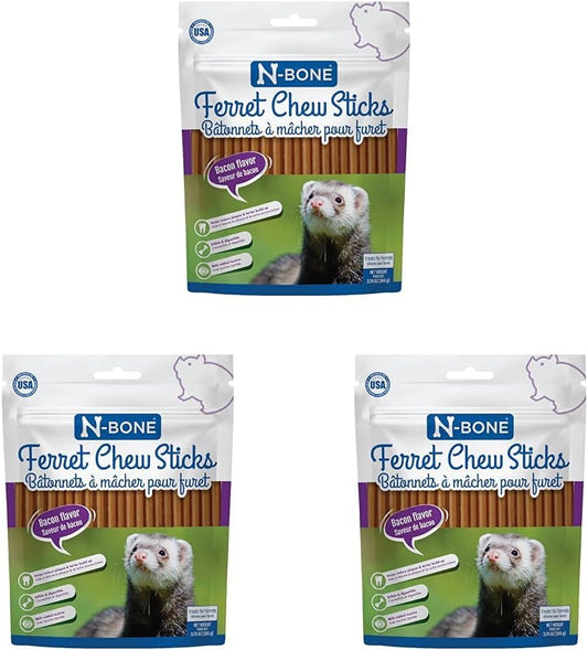 N-Bone Ferret Chew Sticks Bacon Flavor, 3.74-oz Bag (Pack of 3)