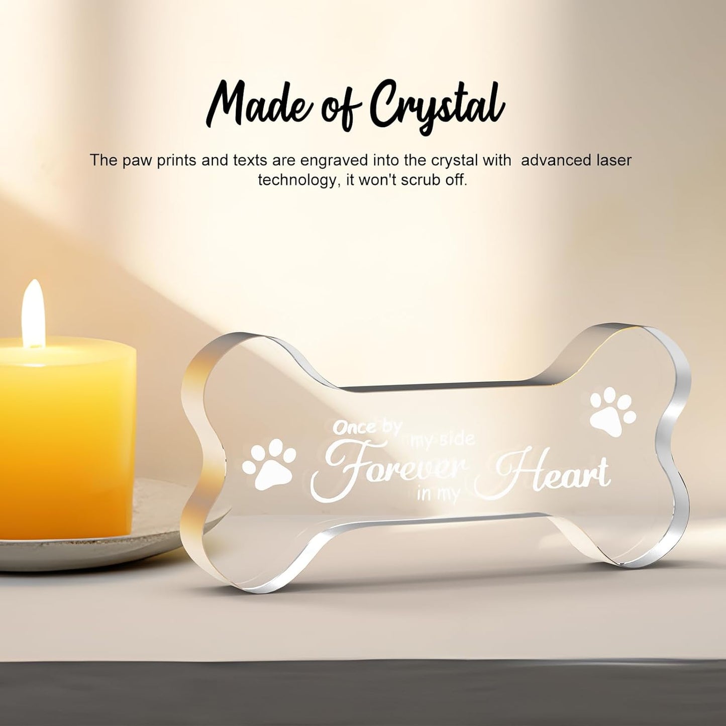 Crystal Glass Dog Memorial Gifts for Loss of Dog, Pet Memorial Gift for Dogs, Loss of Dog Sympathy Gift for Dog Owner, Pet Bereavement Gifts Ideas, Personalized Dog Memory Keepsake for Dog Death