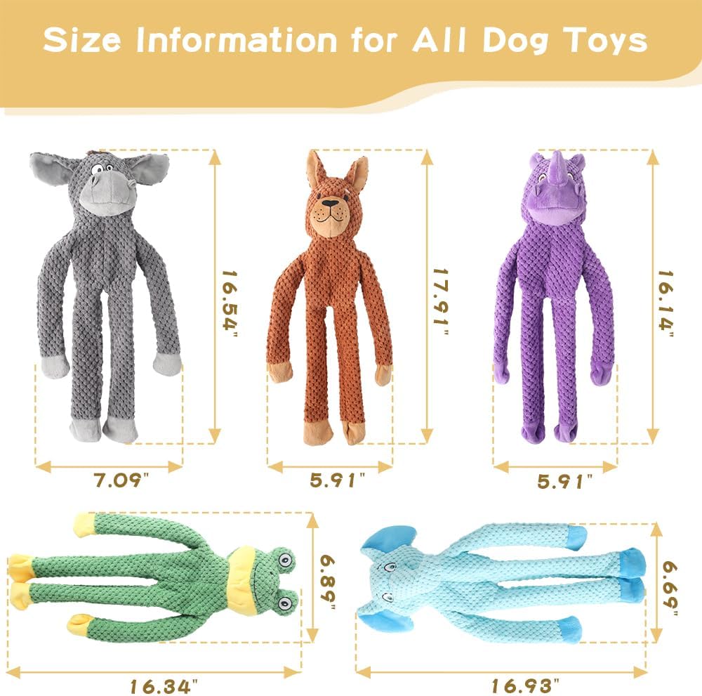Act boldly 5 Pack Dog Squeak Toys, Durable Plush Chew Toys for Small, Medium & Large Dogs for Teething & Interactive Play
