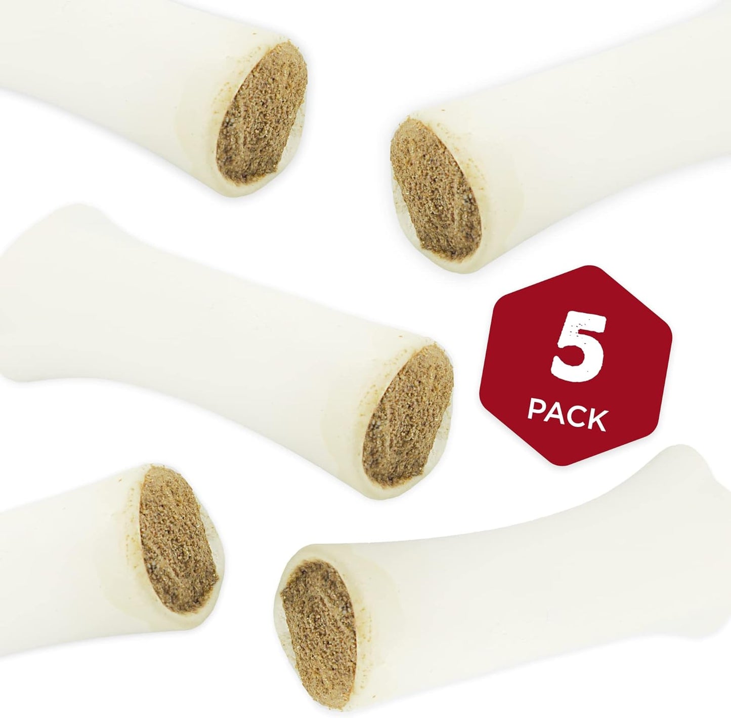 Best Bully Sticks 5-6 Inch Peanut Butter Filled Shin Bones for Dogs - 5 Count (Pack of 1) - Easily Digestible, Long-Lasting, Refillable Treat